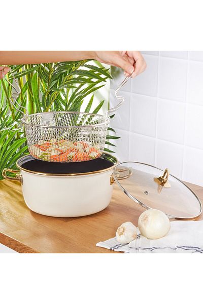 Karaca Mutfaksever Emaille Bratpfanne Creme 22 cm
