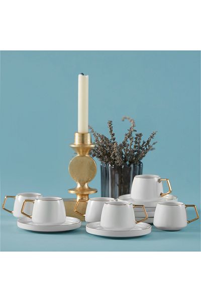 Karaca Saturn Kaffeetassen-Set für 6 Personen Gold