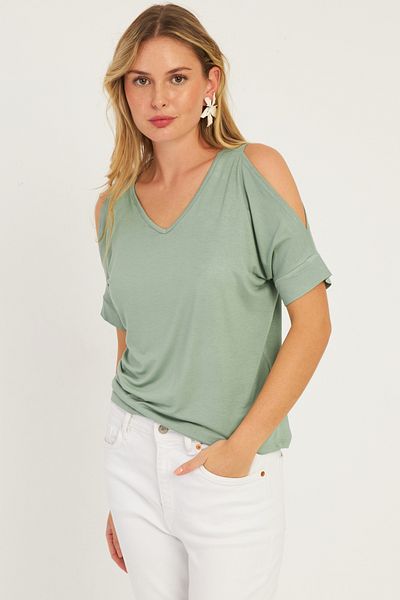 Cool & Sexy Miętowa bluzka damska - Degaje Collar, BR1329
