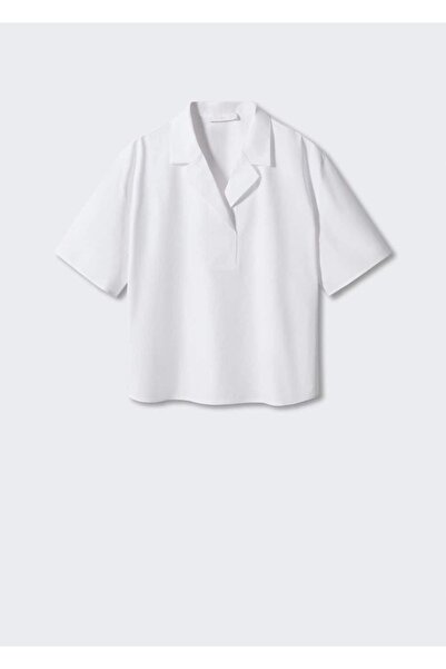 MANGO Woman Kısa kollu koton gömlek