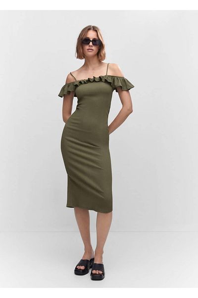 MANGO Woman Ruffle Knitwear Dress