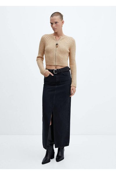 MANGO Woman Kordel-Cardigan mit Reißverschlussdetail