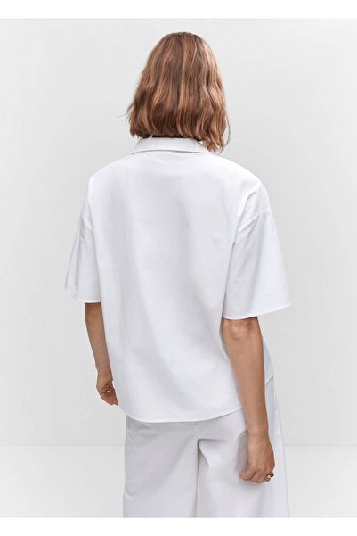 MANGO Woman Kısa kollu koton gömlek