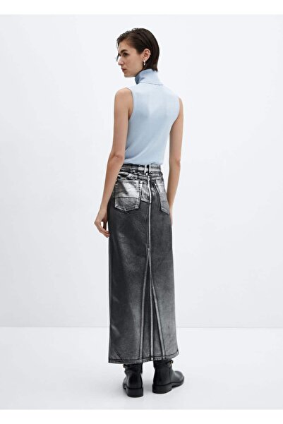 MANGO Woman Uzun Folyo Denim Etek