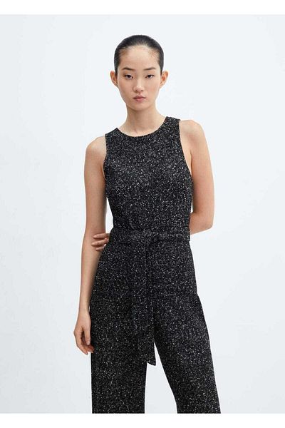 MANGO Woman Salopetă din tweed topit