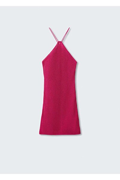 MANGO Woman Halter Yaka Dantel Elbise