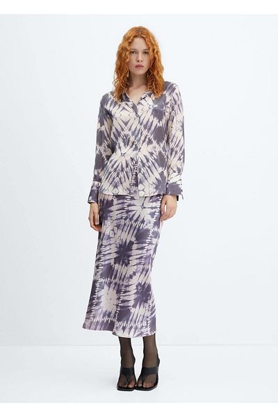 MANGO Woman Satynowa koszula typu tie-dye
