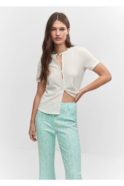 MANGO Woman T-shirt with buttoned texture