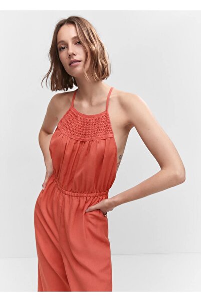 MANGO Woman Dantel Parçalı Tulum