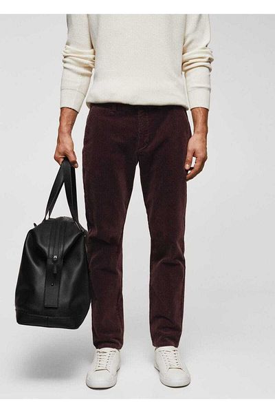 MANGO Man Κοτλέ παντελόνι Slim Fit Crop