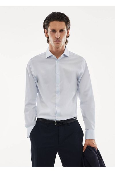 MANGO Man Stretch Micro Pattern Molded πουκάμισο