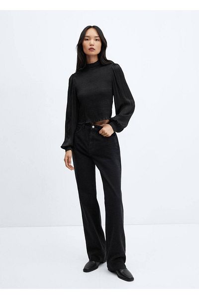 MANGO Woman Gathered satin blouse