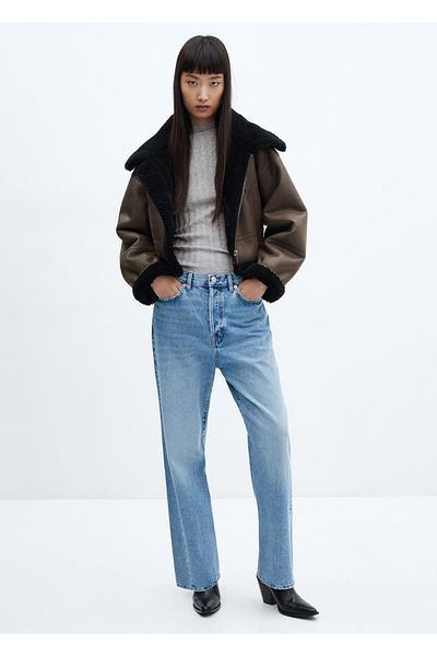 MANGO Woman High Collar Ribbed Sweater