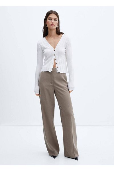 MANGO Woman Ribbed Knitwear Cardigan
