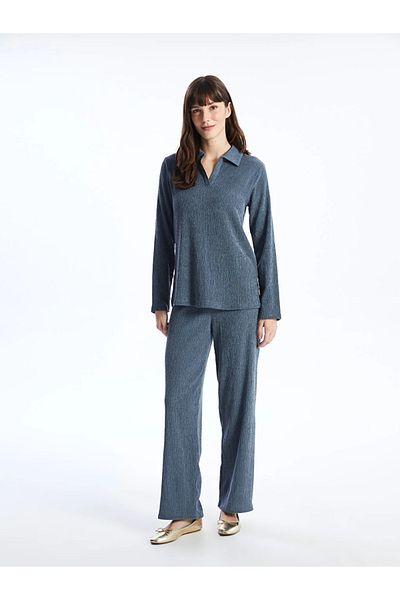 LC Waikiki LCWAIKIKI - Classic Women's Trousers, Straight Wide Leg and Elastic Waist