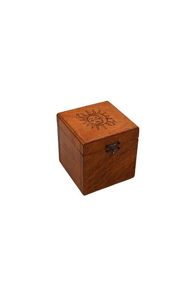 TUNS ATELIER Mini Wooden Box with Sun and Moon Symbol 10X10cm Width 10cm Height