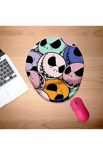 UcuruStore Πολύχρωμο Mouse Pad με σχέδιο Τρομακτικά Κεφάλια και Στήριγμα Καρπού
