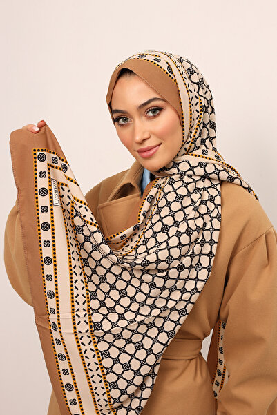 HAREM SCARF Monogram-Mink Medina Pattern Shawl