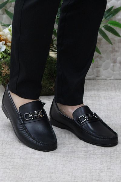 Pierre Cardin 25109 Μαύρα ανδρικά φλατ Loafers από γνήσιο δέρμα