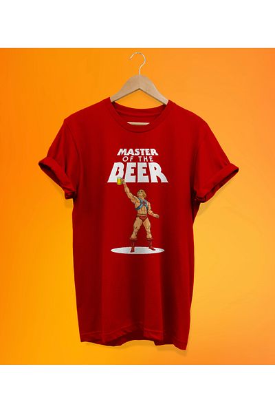 remonz Μπλουζάκι με στάμπα Hee-Man Beer, Crew λαιμόκοψη, κοντό μανίκι, 100% βαμβάκι, μπλουζάκι μεγάλου μεγέθους