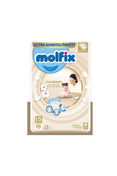 Molfix Molfix Pure&soft Ultra Advantage Size 5 Junior 11-18 Kg 66 Pieces
