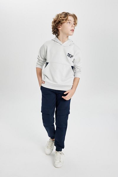 DeFacto Boy's Hooded Printed Sweatshirt B7367a824sp