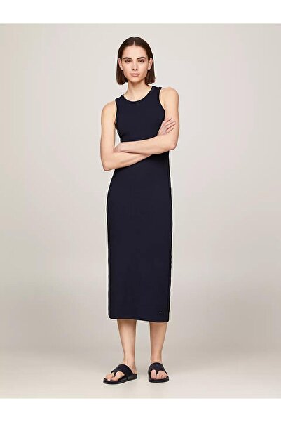 Tommy Hilfiger SLIM 5X2 RIB MIDI DRESS NS
