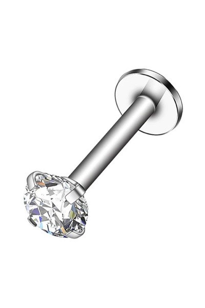 ARASKO Cerrahi Çelik Zirkon Taşlı Piercing Küpe 6 mm Barlı (TAŞ EBAT SEÇİNİZ)