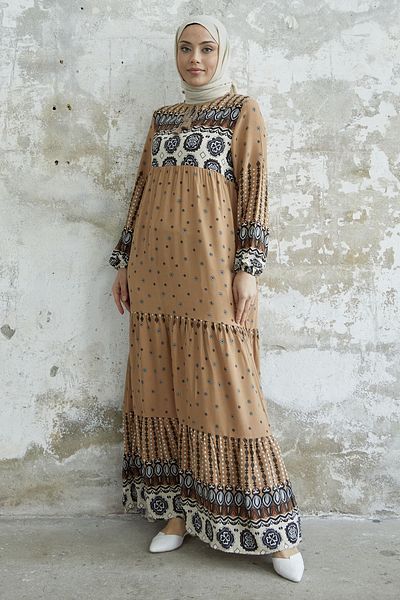 InStyle Φόρεμα με φούντα από βισκόζη - Milk Brown
