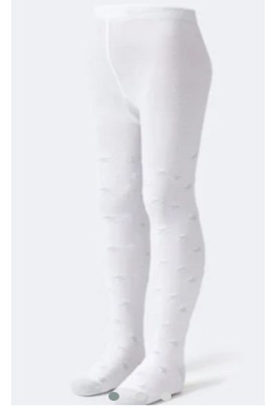 Katia&Bony White Silver Glitter Star Patterned Children's Pantyhose