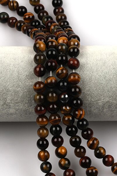 Alibaba Doğaltaş سلسلة من حجر عين النمر الطبيعي المتعدد 8 مم قطع الكرة الأرضية