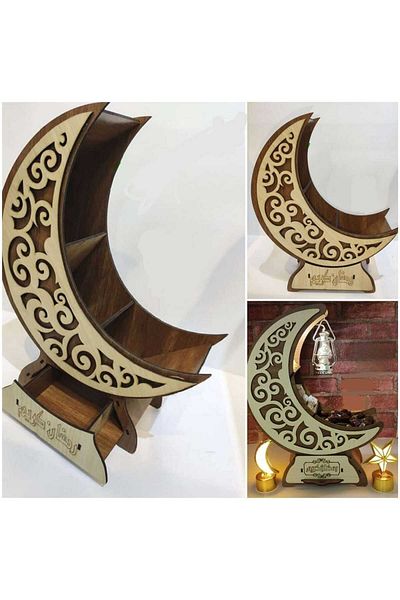 skycott Candy for Ramadan - Hılal Stands with Dates, Chocolate, Kareem Arabic Lettering, Ornament and Pull Detail