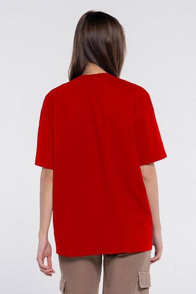 Friday Offset Friday Tee Red Γυναικείο 100% βαμβακερό Extra Oversize T-shirt με λαιμόκοψη