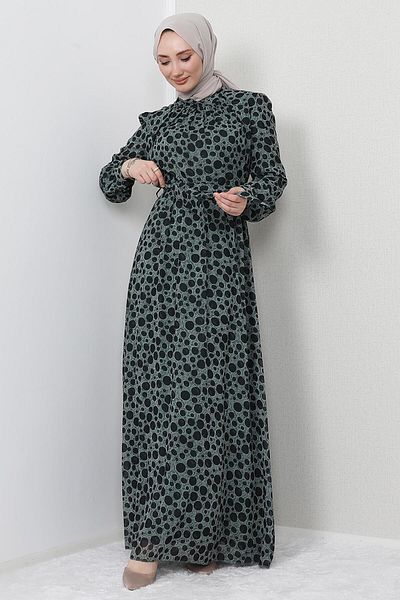 giz astore Ravza Hijab Dress Soft Green