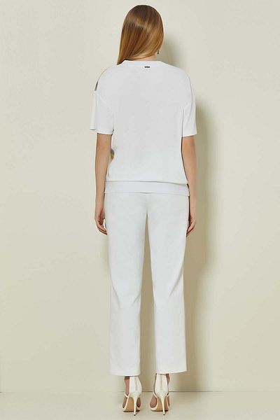Guitar Straight Leg White Woven Trousers