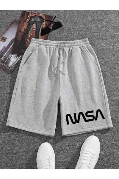 Revasser Unisex γυναικείο/ανδρικό πολύχρωμο βαμβακερό κοντό χτενισμένο σορτς Nasa custom printed