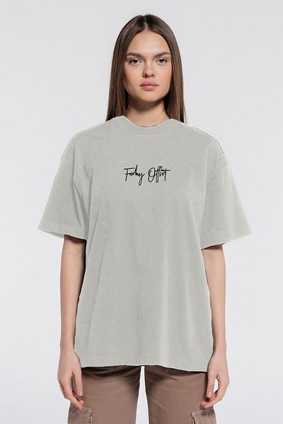 Friday Offset Friday Tee Ecru Γυναικείο T-Shirt 100% βαμβάκι Extra Oversize Crew Neck