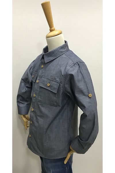 Çikoby Boy's Dark Blue Melange Shirt