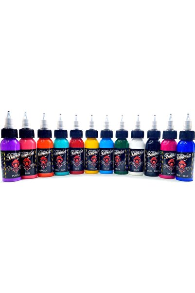 DARKNESS KALICI DÖVME BOYASI SETİ 12 RENK 30 ML DARKNESS