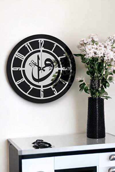 EMORES ساعة حائط مزخرفة بمجسمات بلكسي مرآة حقيقية مقاس 46 سم مع شرائط