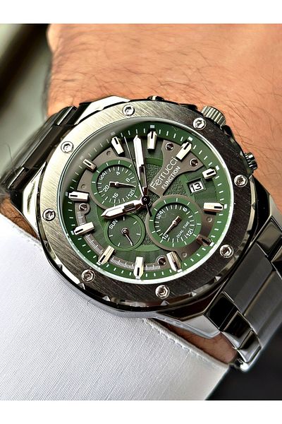 Ferrucci Smoke Color Function Steel Cord Men's Wrist Watch with Bracelet Gift