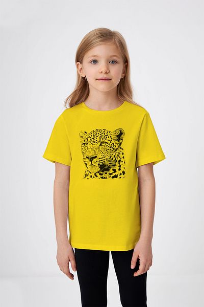 ADABEBEK Charcoal Leopard Drawing Patterned Girl's T-Shirt