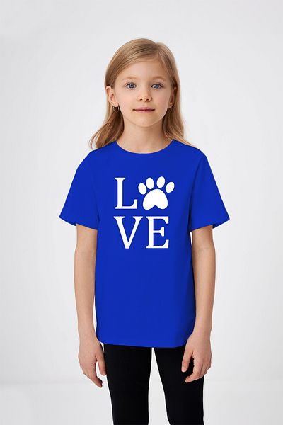 ADABEBEK Love Written Paw Patterned Printed T-Shirt για κορίτσια