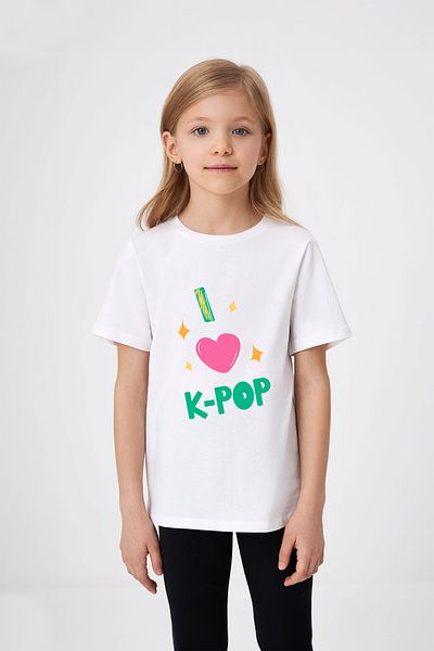 ADABEBEK I Love K-Pop Written Heart Detaliat tricoul pentru fetiță