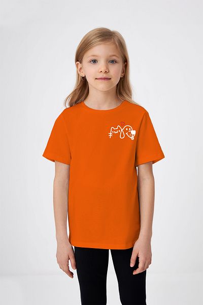 ADABEBEK Cat and Dog Patterned Heart Detailed Printed Girl's T-Shirt