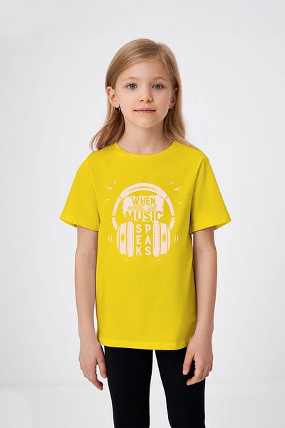 ADABEBEK Music Themed Headphone Printed Girl's T-Shirt
