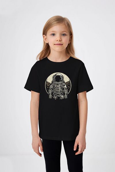 ADABEBEK Sky Themed Astronaut Printed Girl's T-Shirt