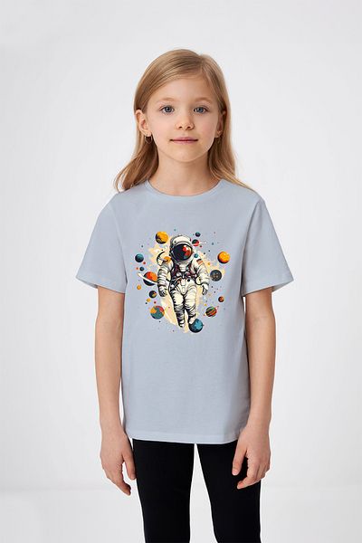 ADABEBEK Tricou pentru fetiță cu imprimeu astronaut cu tematică Planete