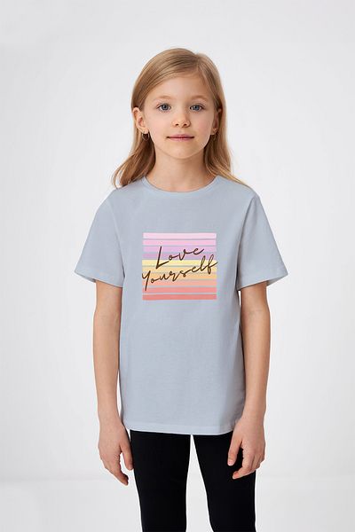 ADABEBEK Tricou pentru fetiță cu imprimeu colorat cu Love Yourself