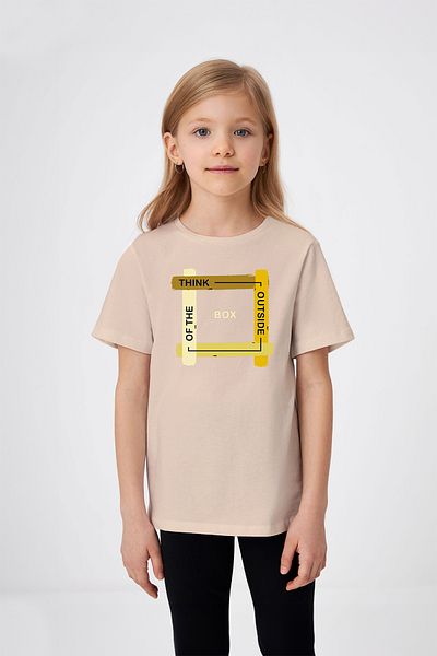 ADABEBEK Think Out Letter Printed Girl's T-Shirt